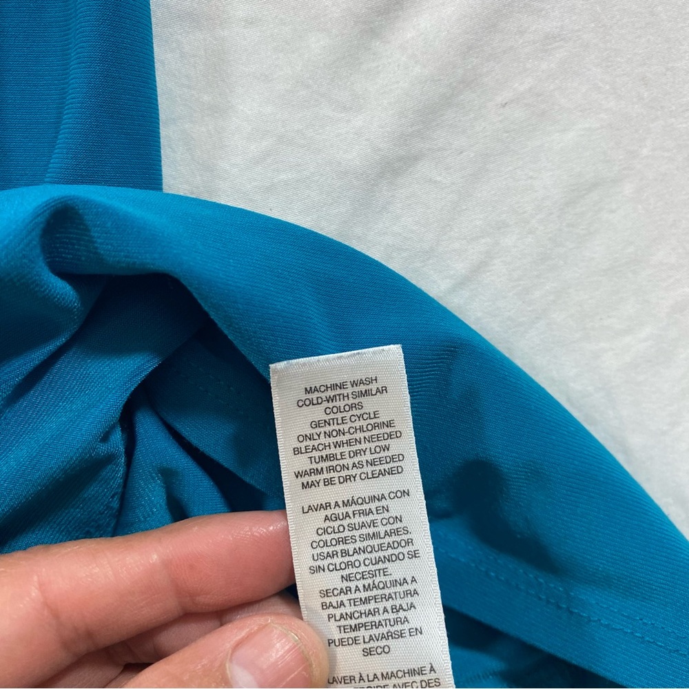 White House Black Market Teal mini dress elastic waistband V-Neck Summer Top - Picture 3 of 10